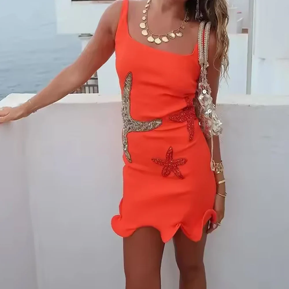 Starfish Sequin Knit Tank Bodycon Dress - Image 4