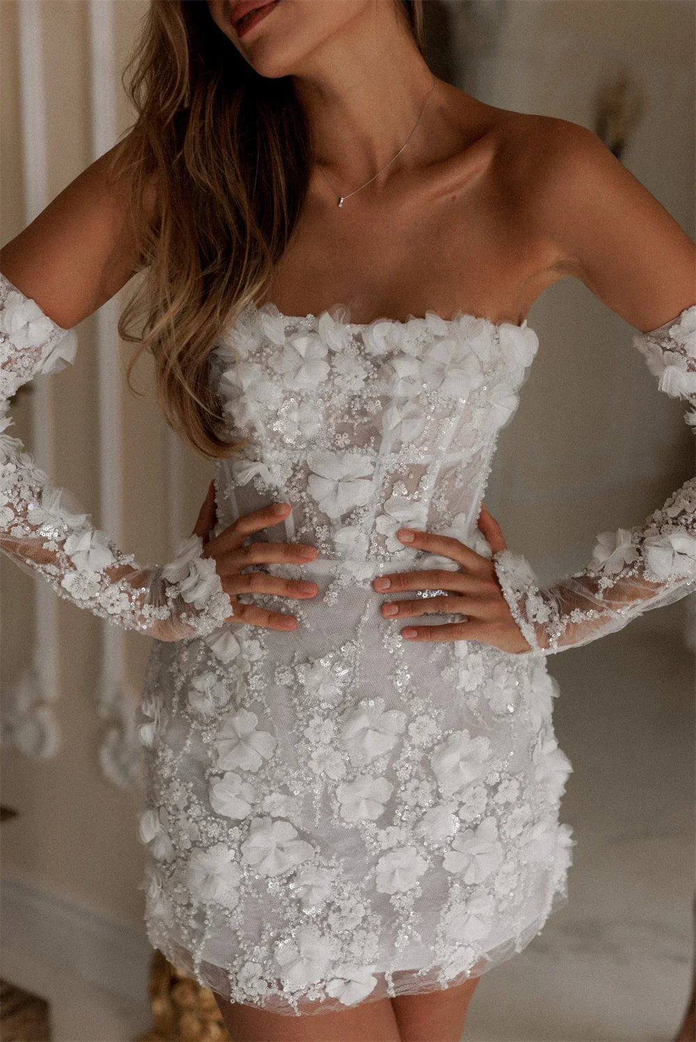 Strapless Beaded Appliques Vacation Dress - Image 2