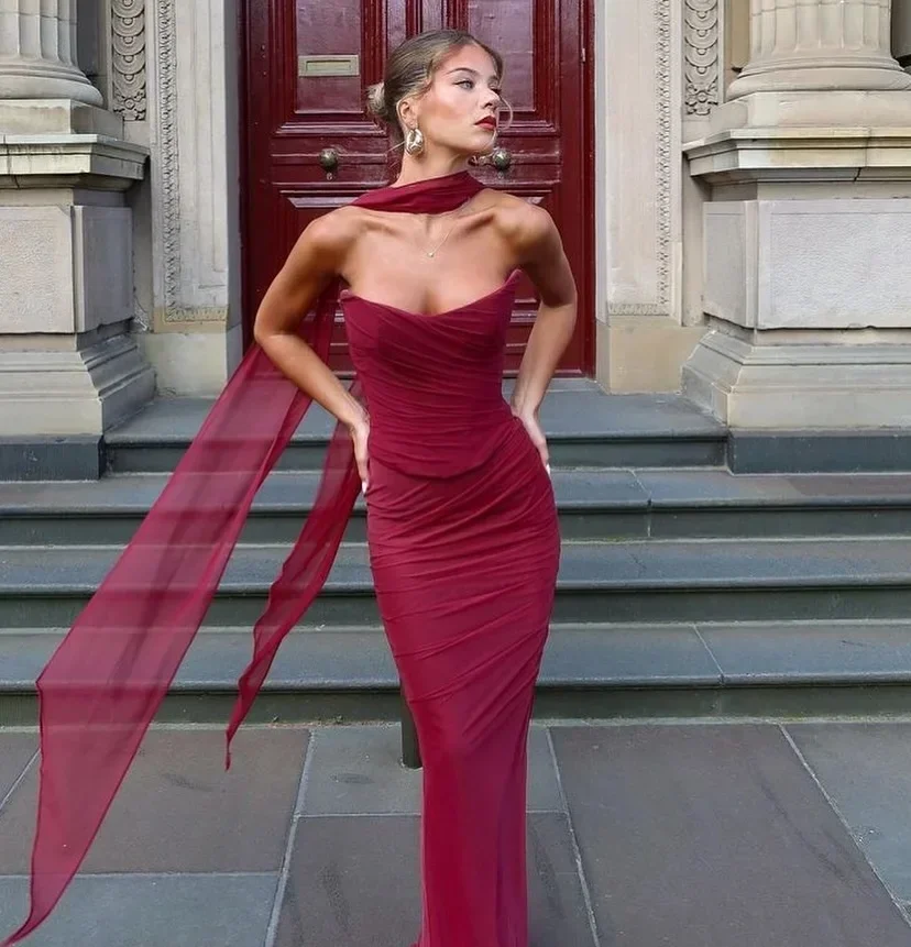Strapless Bodycon Maxi Skirt Two Piece Set - Image 5
