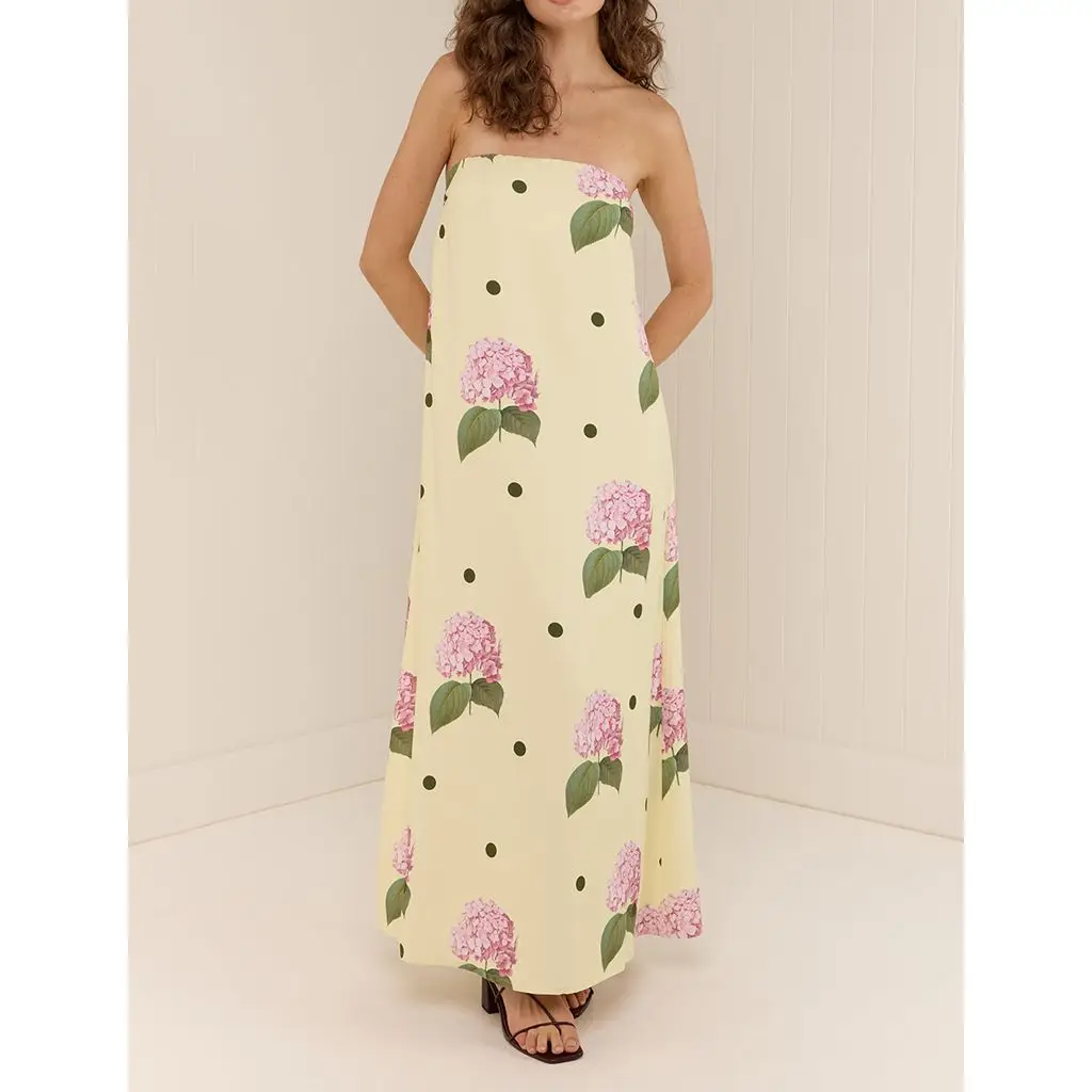 Strapless Floral A-Line Vacation Dress - Image 3