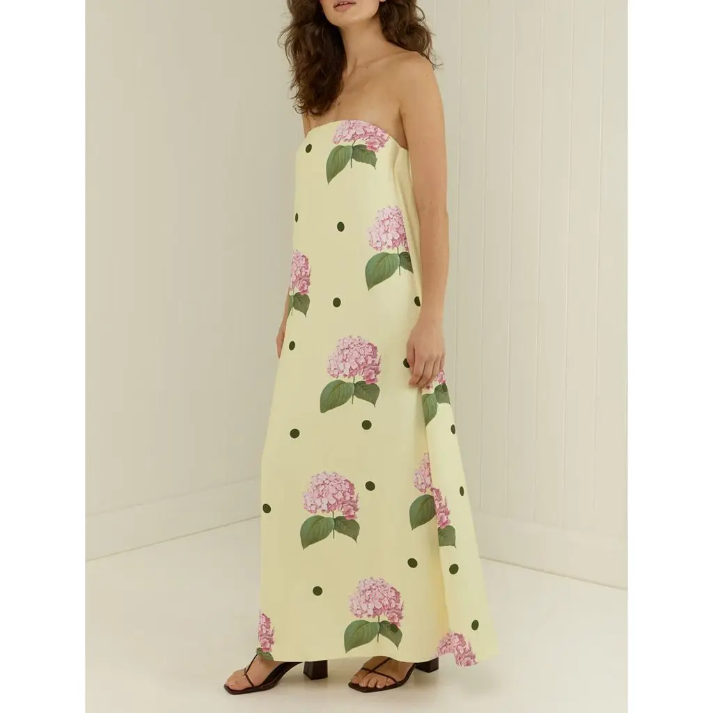 Strapless Floral A-Line Vacation Dress - Image 4