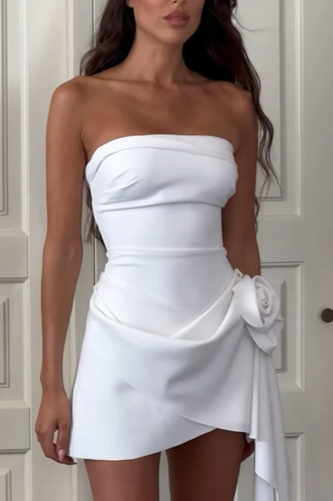 Strapless Floral Slim Evening Elegant Party Dress - Image 4
