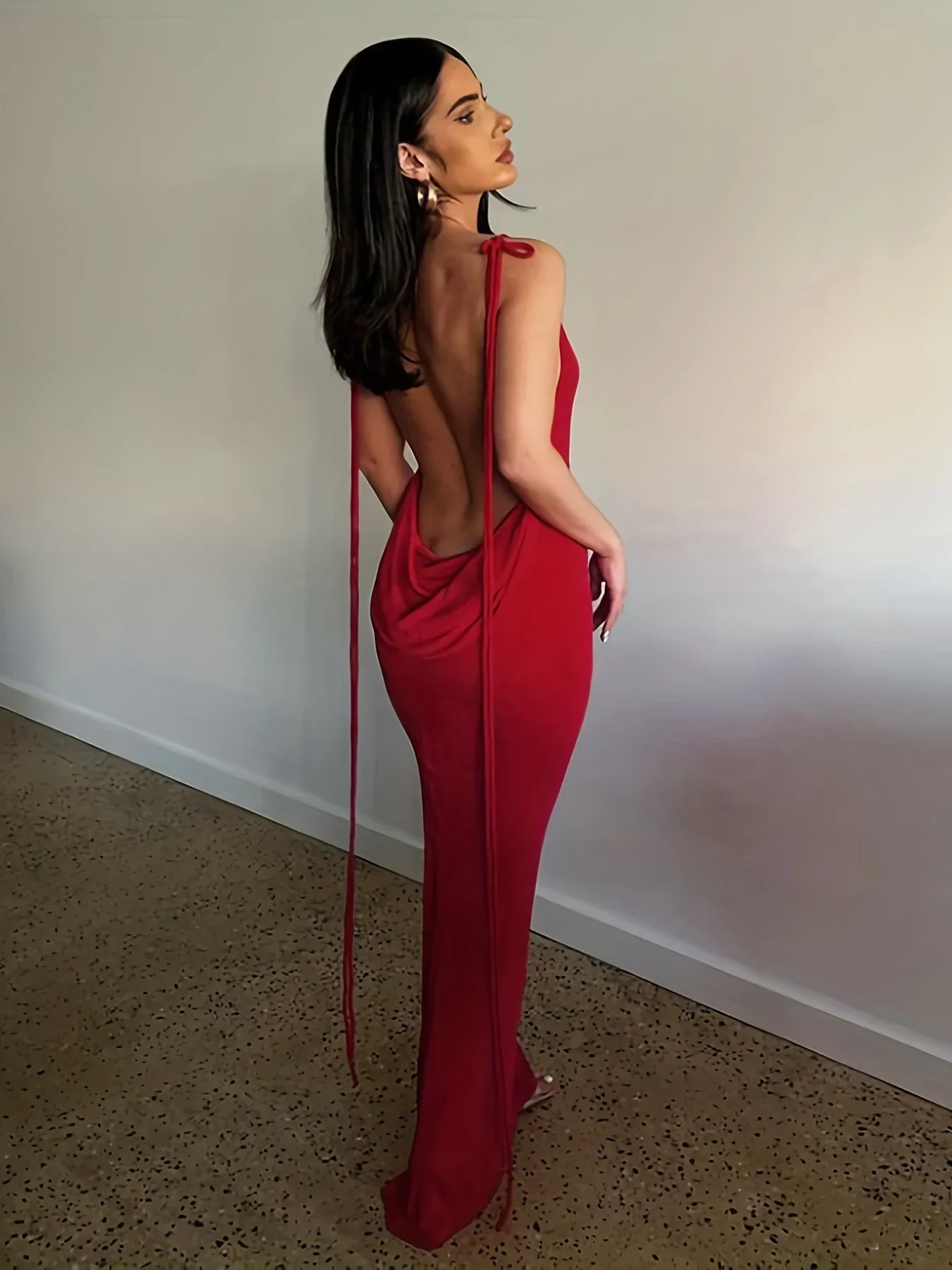 Strapless Hang Neck Sexy Maxi Dress - Image 5
