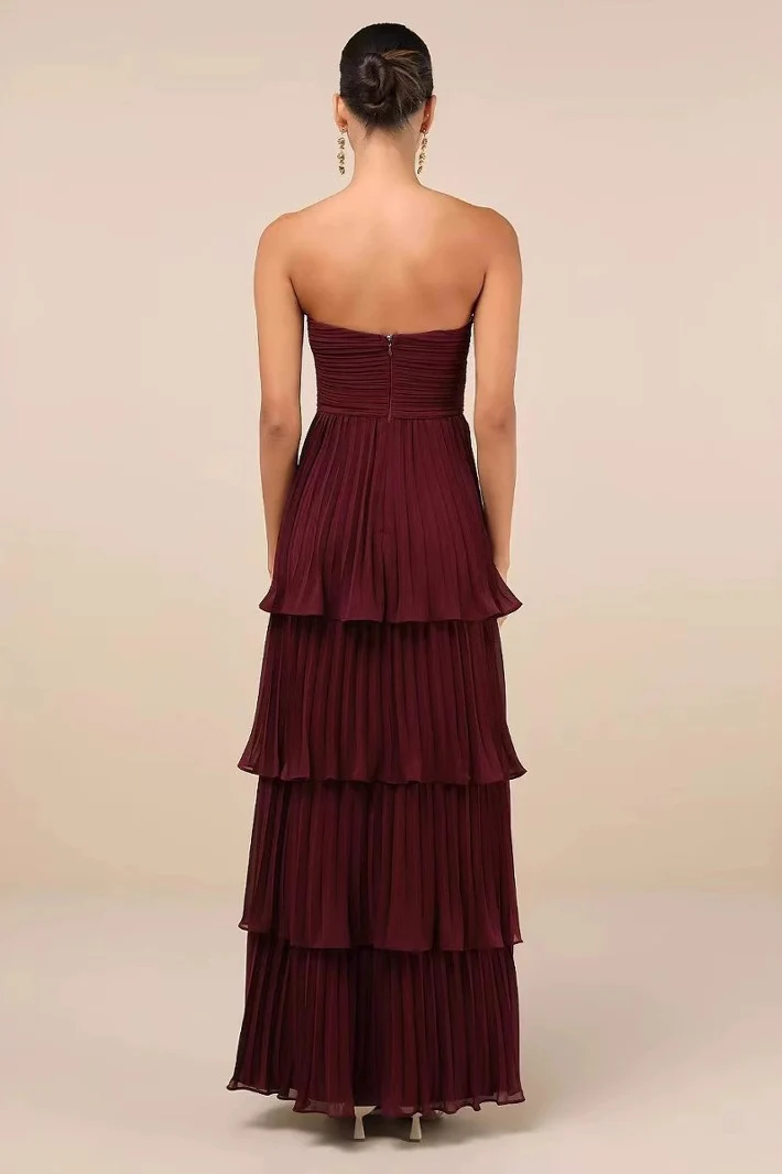 Strapless Ruched Ruffled Tiered Party Dress - Image 2