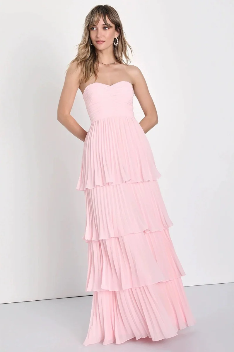 Strapless Ruched Ruffled Tiered Party Dress - Image 3