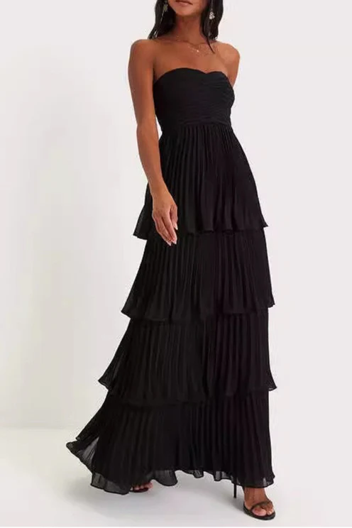 Strapless Ruched Ruffled Tiered Party Dress - Image 4