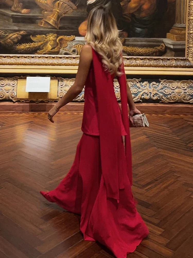 Strapless Slit Ribbon Mesh Maxi Dress - Image 5