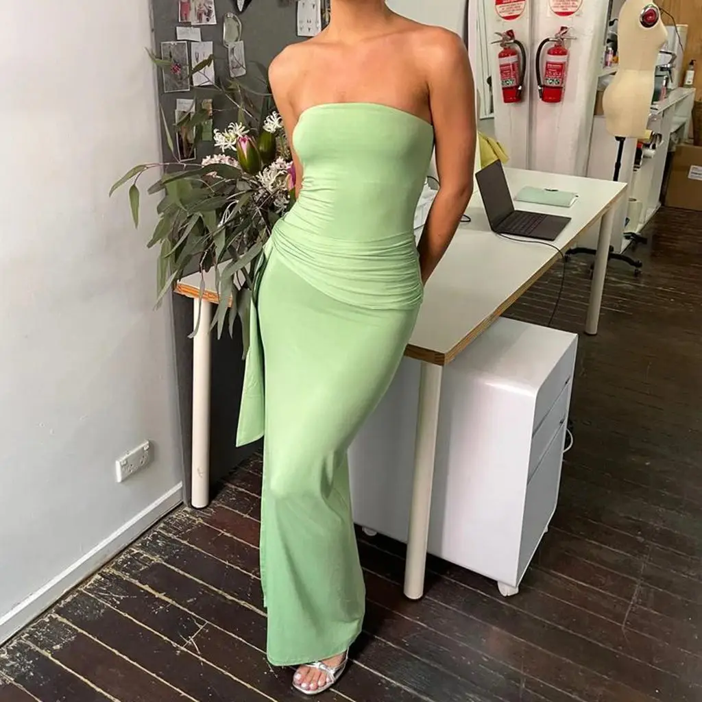 Strapless Split Floral Bodycon Vacation Dress - Image 8