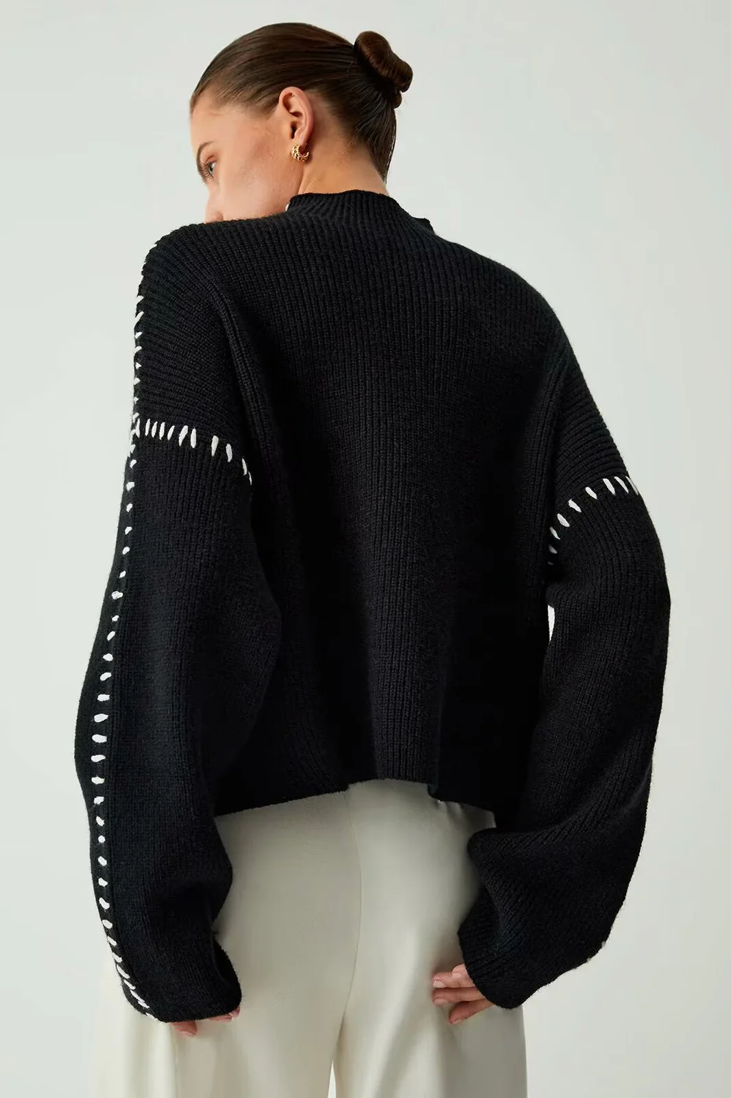 Street Chic Turtleneck Colorblock Pullover Sweater - Image 2