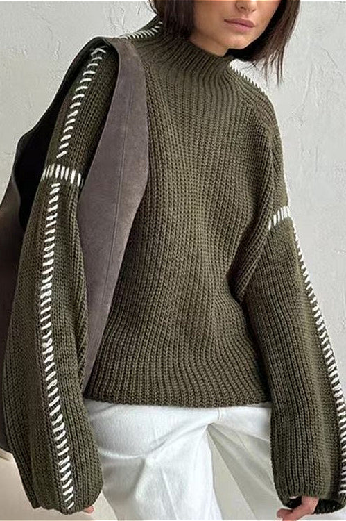 Street Chic Turtleneck Colorblock Pullover Sweater - Image 4