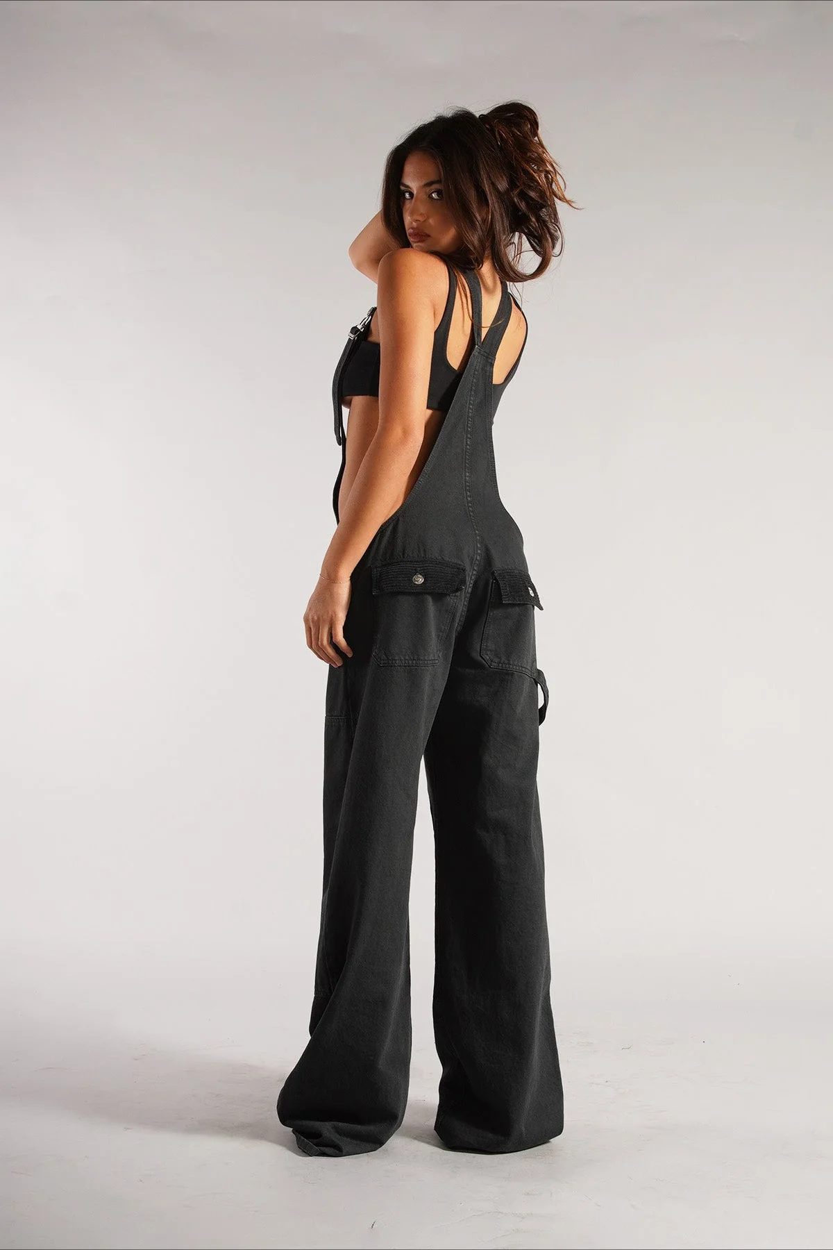 Street Style Low-Rise Suspender Wide-Leg Jeans - Image 12
