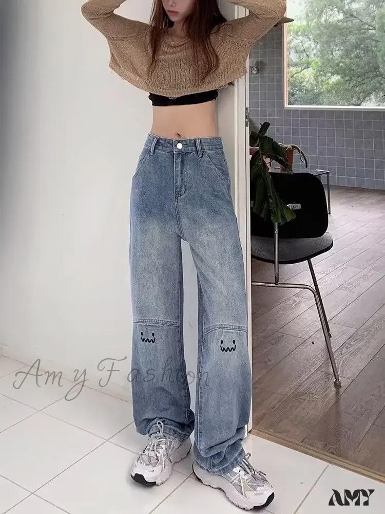 Amy Fashion - Street Trend Ruffian Handsome Letter Hip Hop Personality Fashion Ladies Trousers Jean