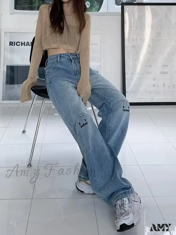 Amy Fashion - Street Trend Ruffian Handsome Letter Hip Hop Personality Fashion Ladies Trousers Jean - Image 2