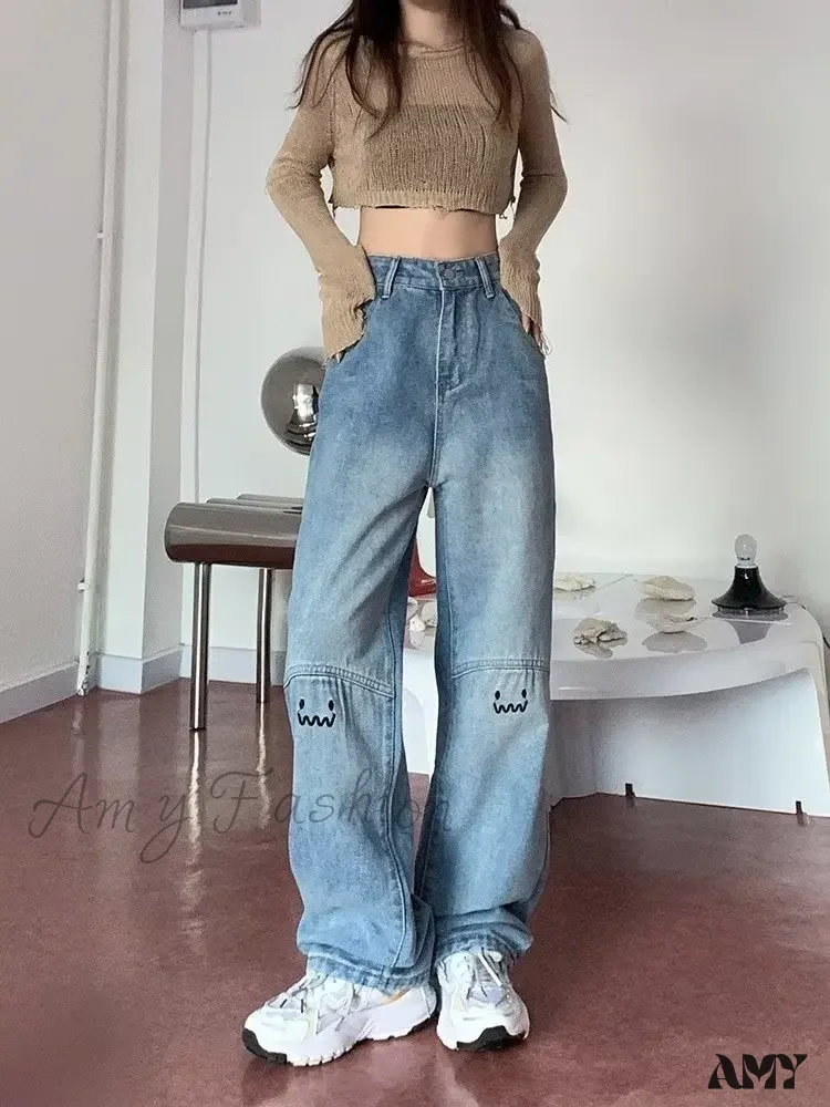 Amy Fashion - Street Trend Ruffian Handsome Letter Hip Hop Personality Fashion Ladies Trousers Jean - Image 3
