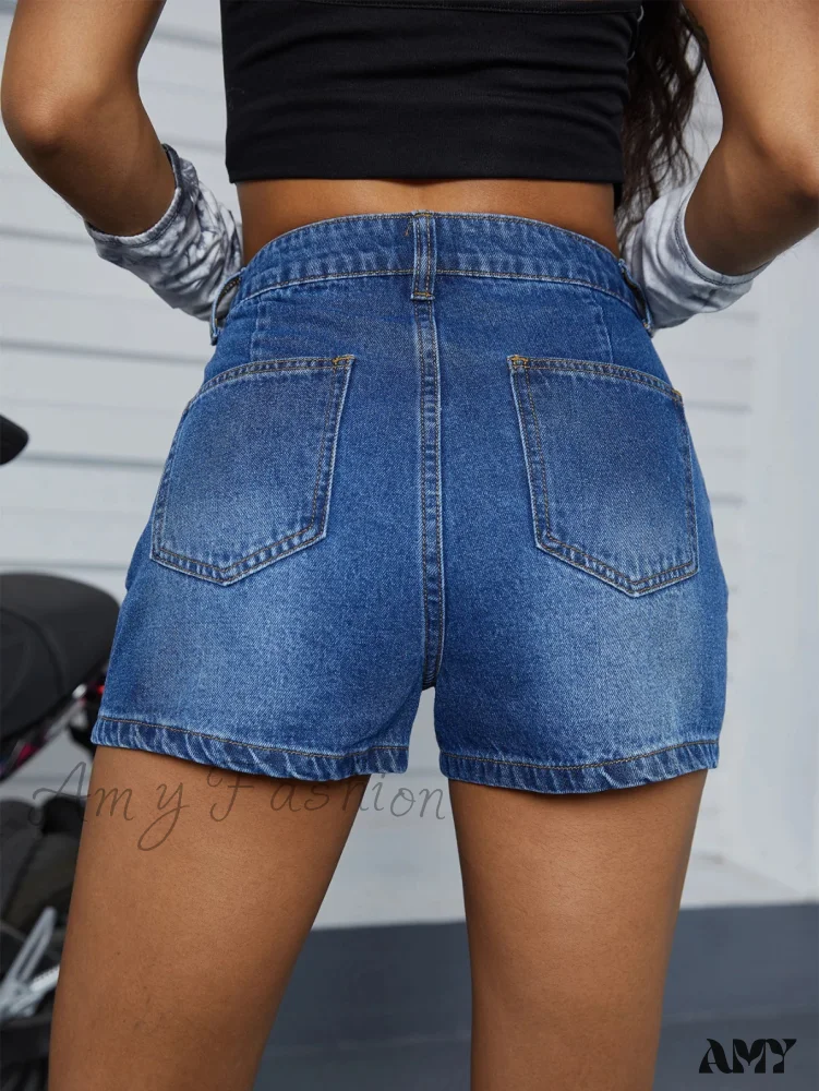 Street Trend Slim Button-down Denim Short - Image 2