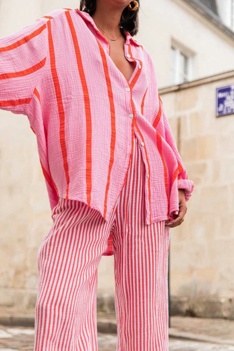 Striped Long-Sleeve Cardigan Blouse - Image 5