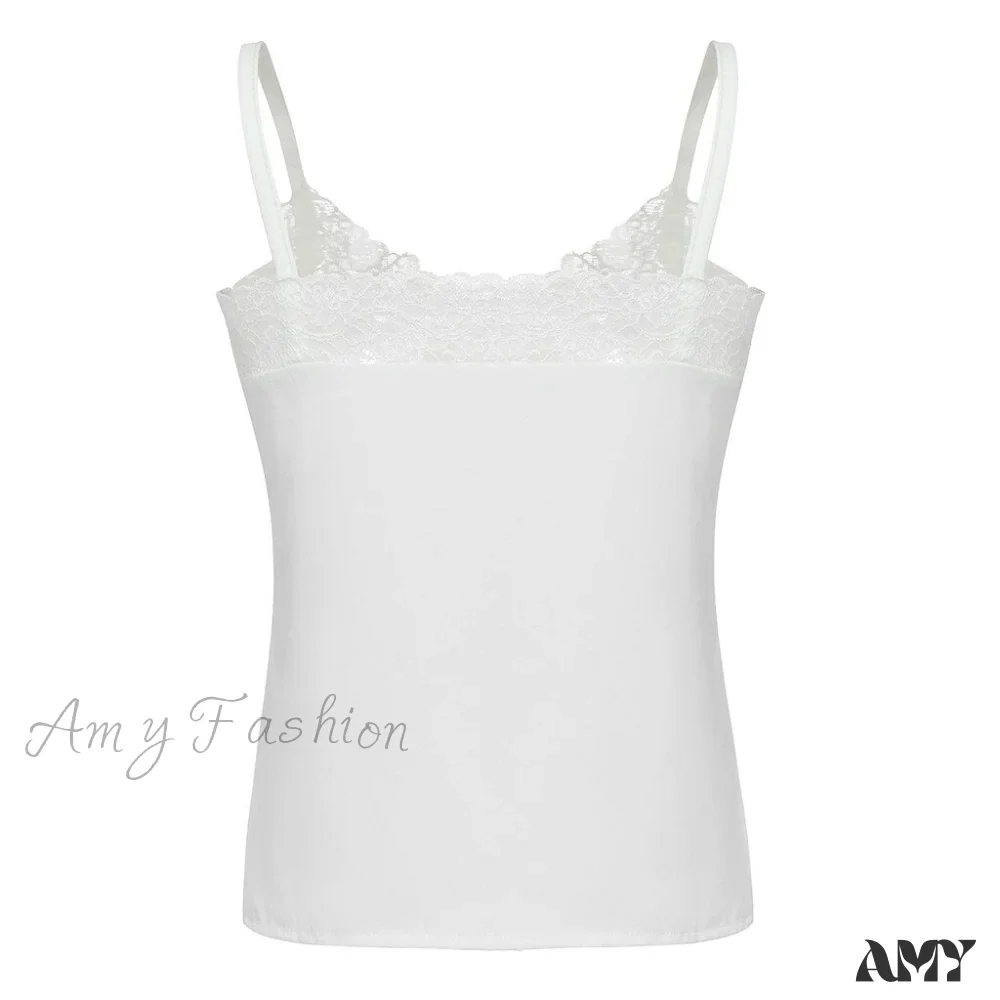 Amy Fashion - Spaghetti Strap Top Lace Cami - Image 2