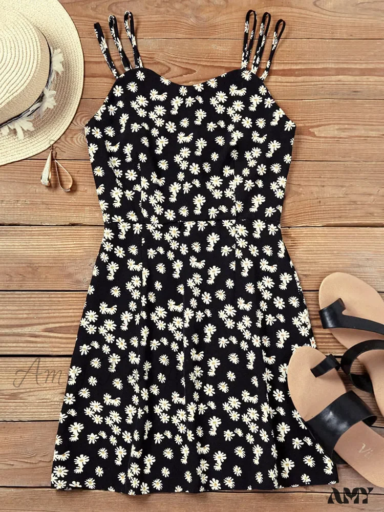 Amy Fashion - Summer Vintage Floral Daisy Print Sexy Boho Dress - Image 4
