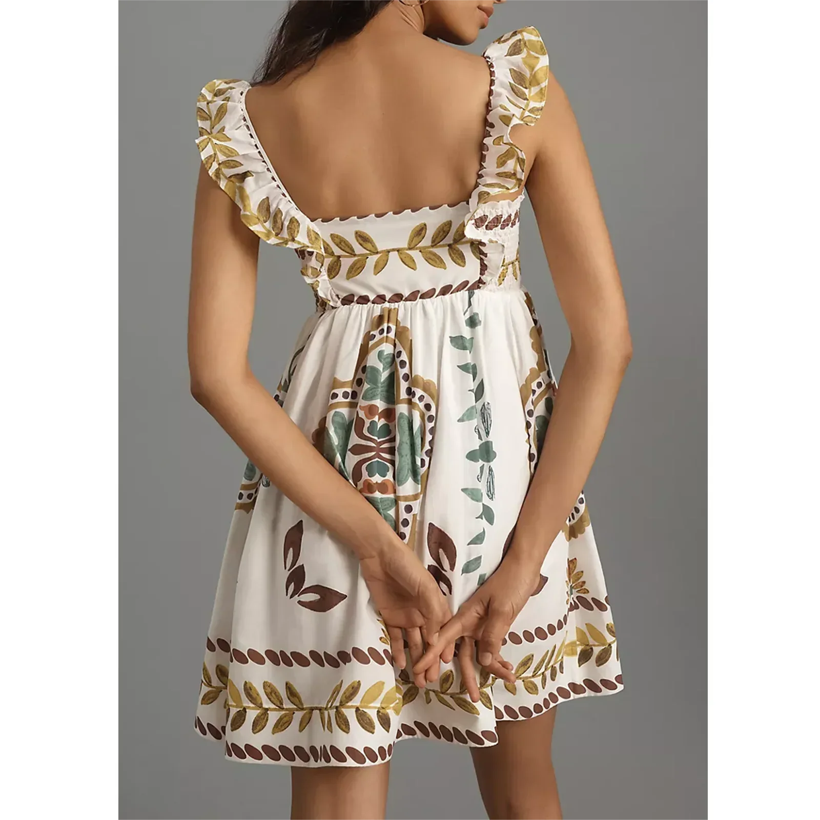 Sweet Ruffle A-Line Mini Floral Dress - Image 2