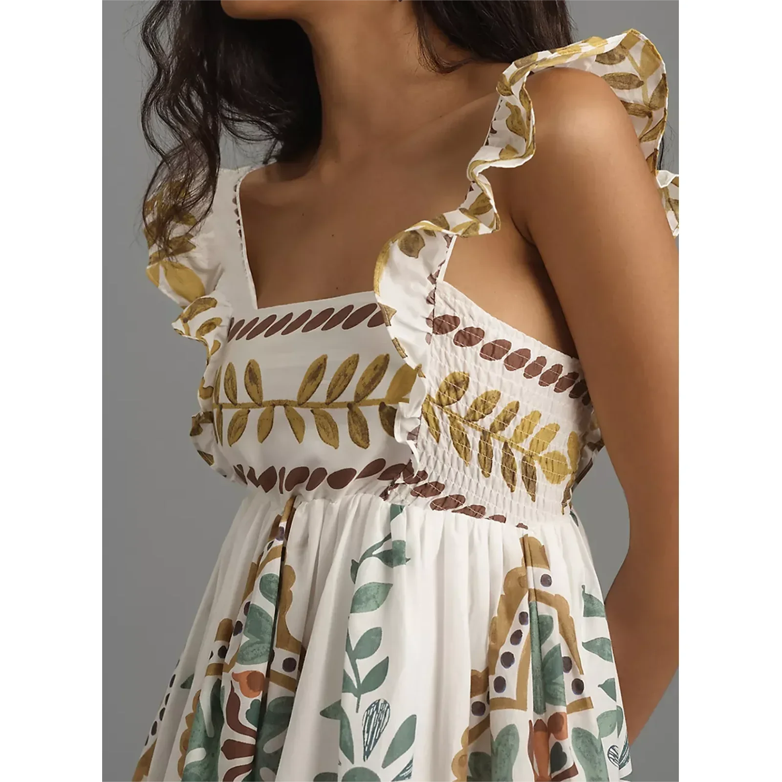 Sweet Ruffle A-Line Mini Floral Dress - Image 3