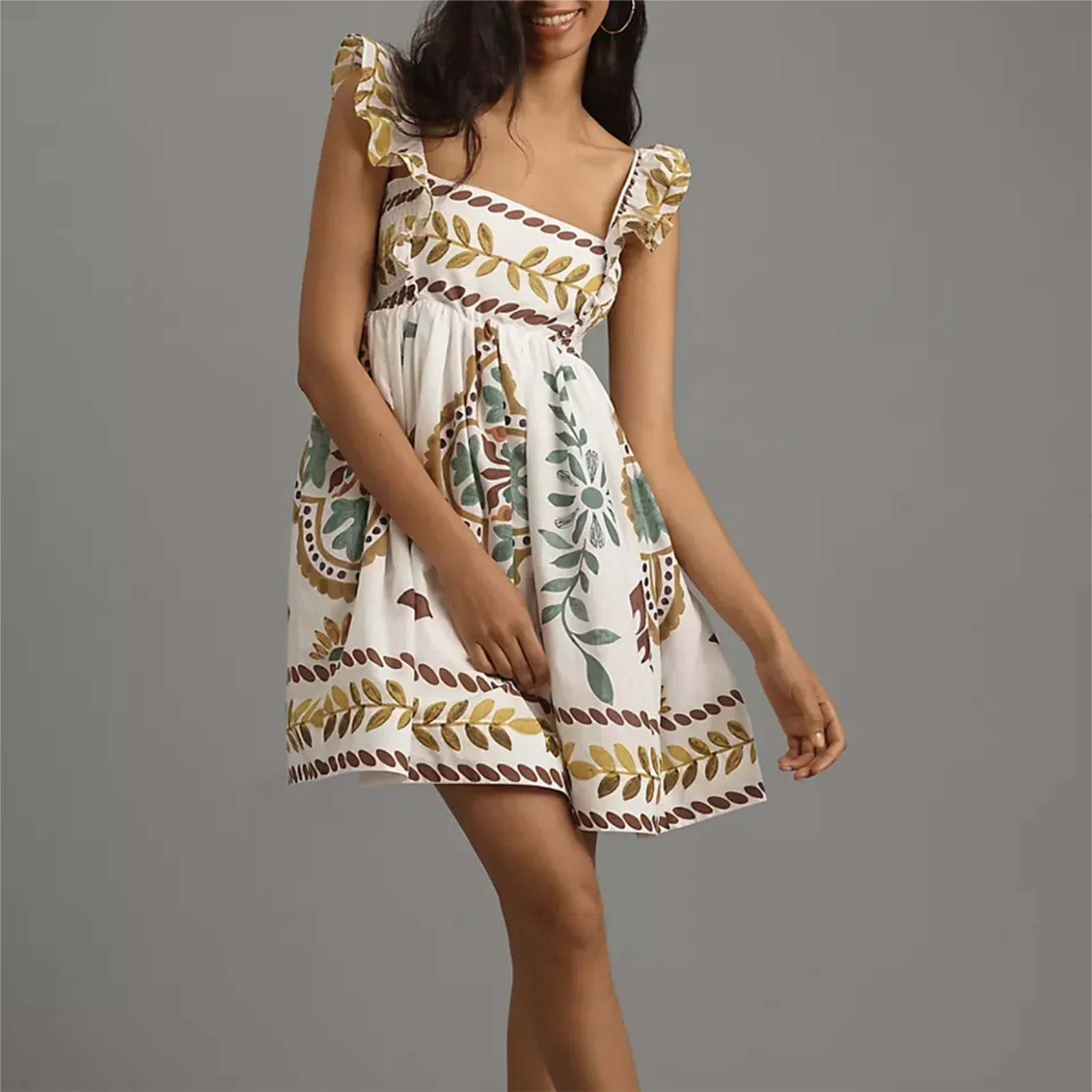 Sweet Ruffle A-Line Mini Floral Dress - Image 4