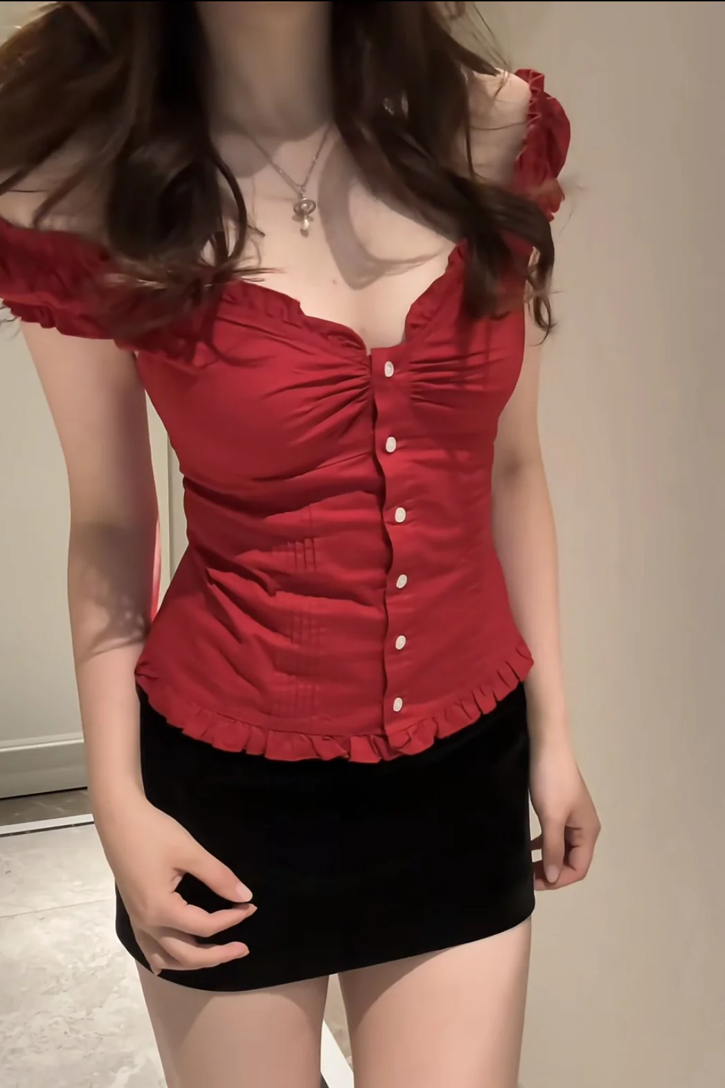 Ten-Color Ruched V-Neck Waist-Cinched Blouse - Image 2