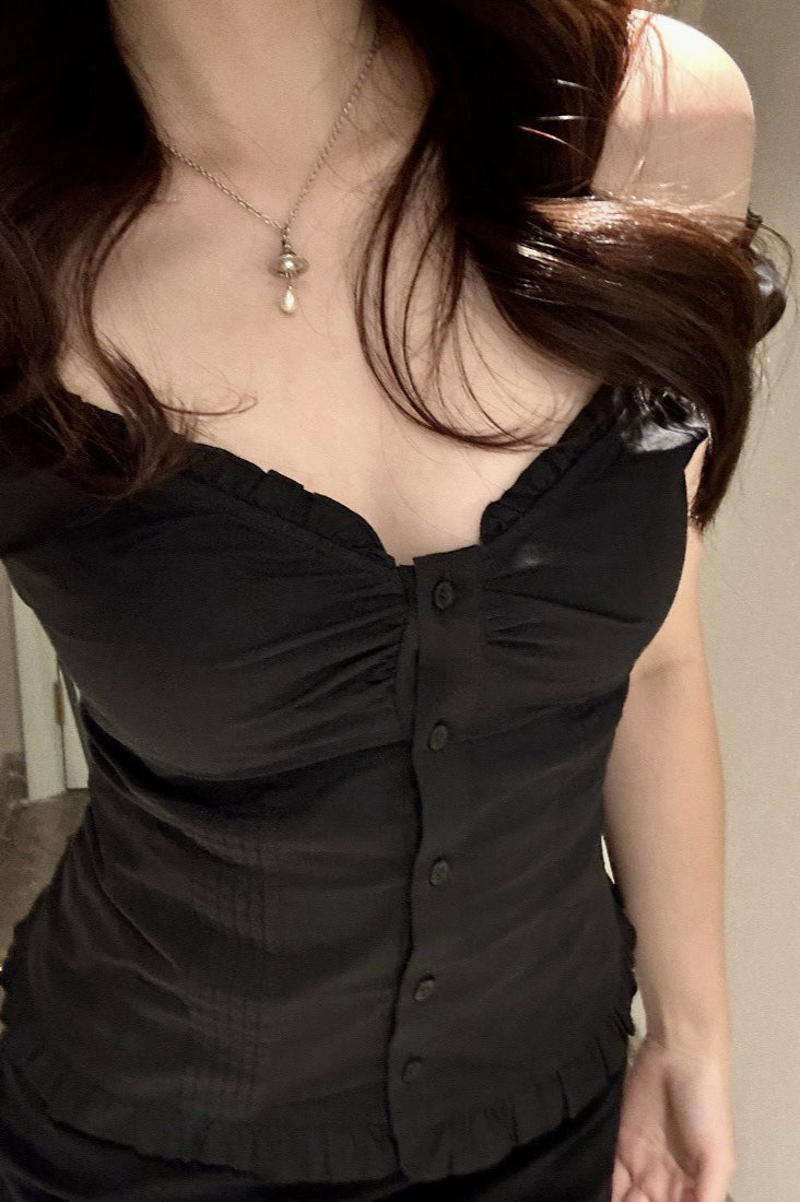 Ten-Color Ruched V-Neck Waist-Cinched Blouse - Image 4