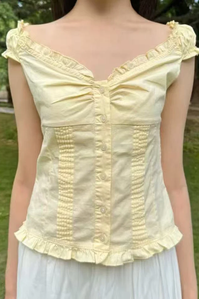 Ten-Color Ruched V-Neck Waist-Cinched Blouse - Image 5