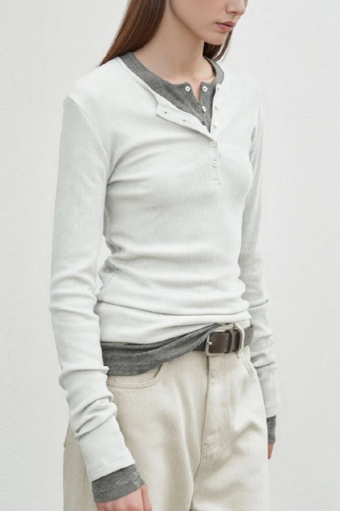 Tencel Blend Crew Neck Ribbed Slim Base Layer - Image 2
