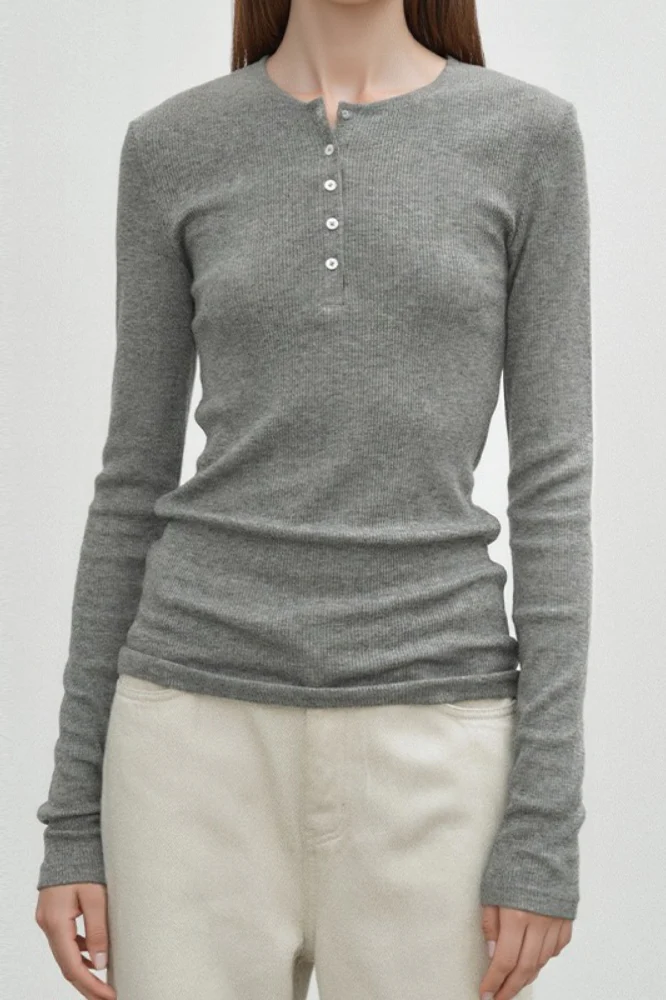 Tencel Blend Crew Neck Ribbed Slim Base Layer - Image 3
