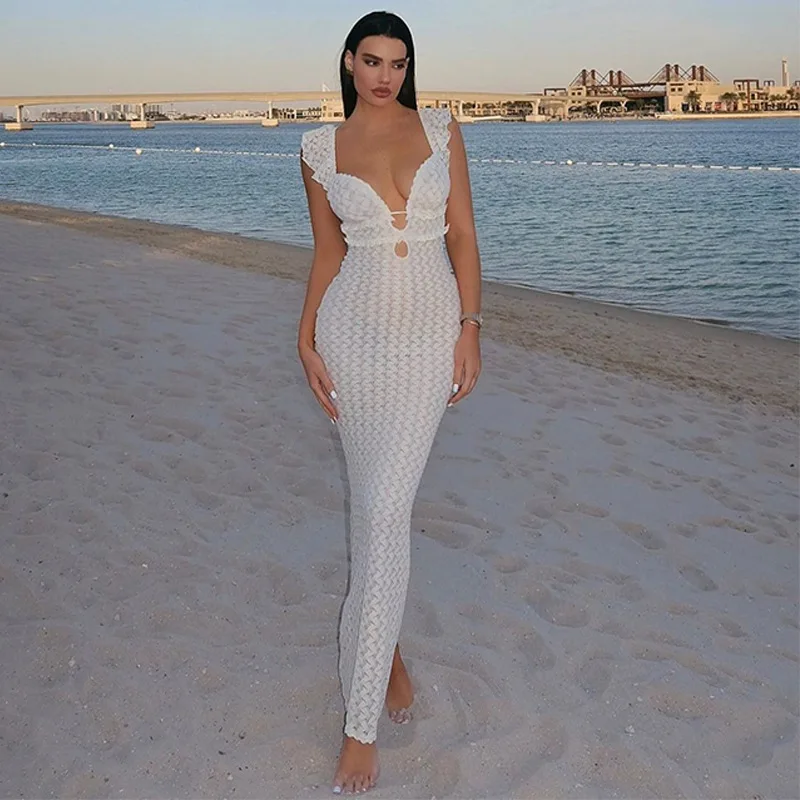 Tie Cut Out Backless Sleeveless Midi Dress - Image 2