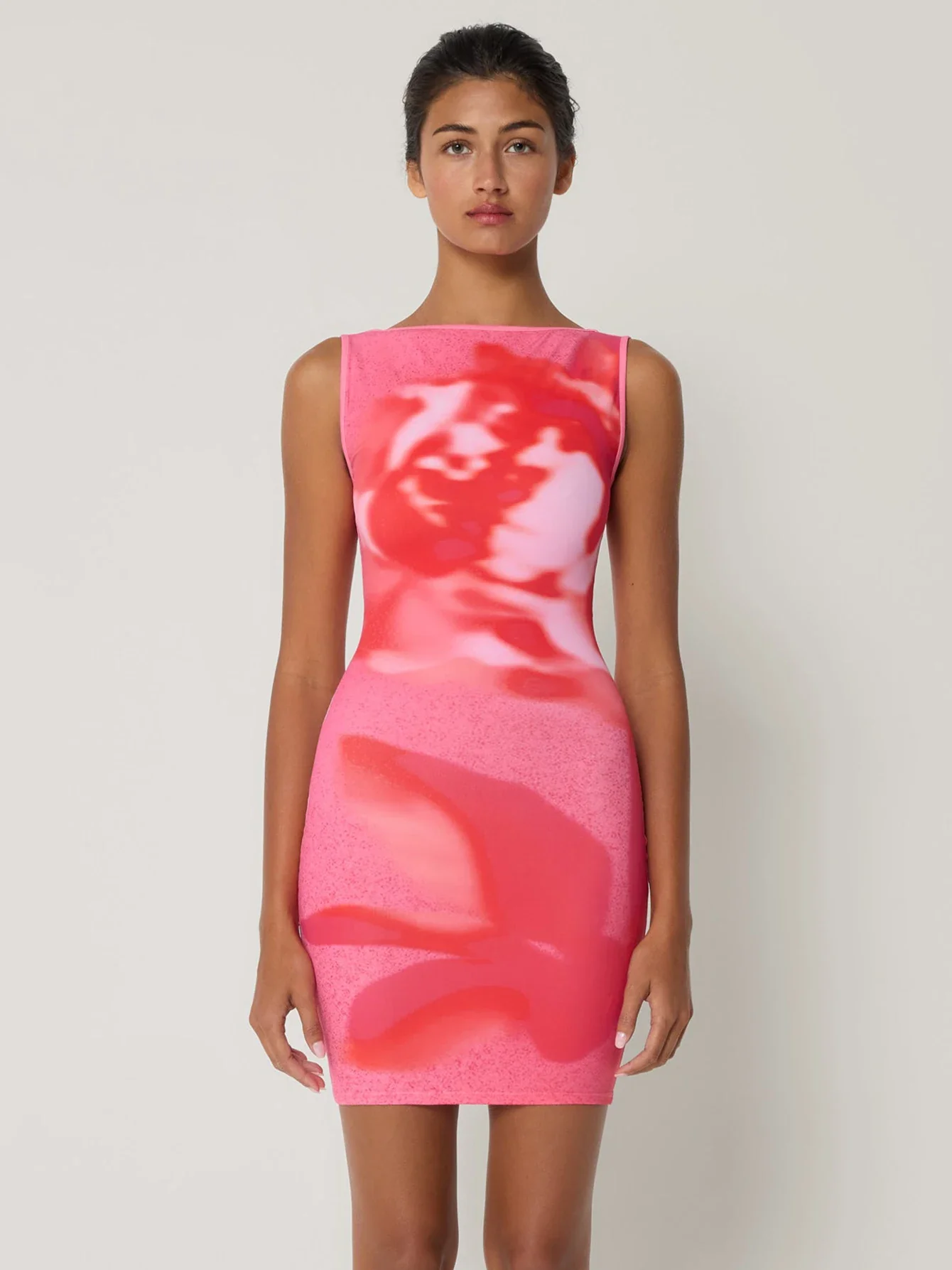 Tie Dye Print Sleeveless O Neck Mini Dress - Image 5