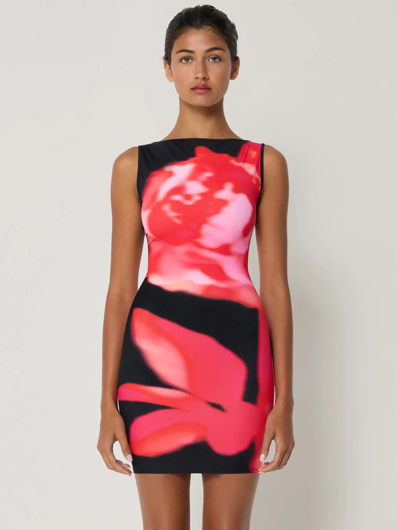 Tie Dye Print Sleeveless O Neck Mini Dress - Image 6