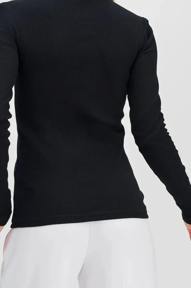 Turtleneck Ribbed Slim Knit Long Sleeve Base Layer - Image 3