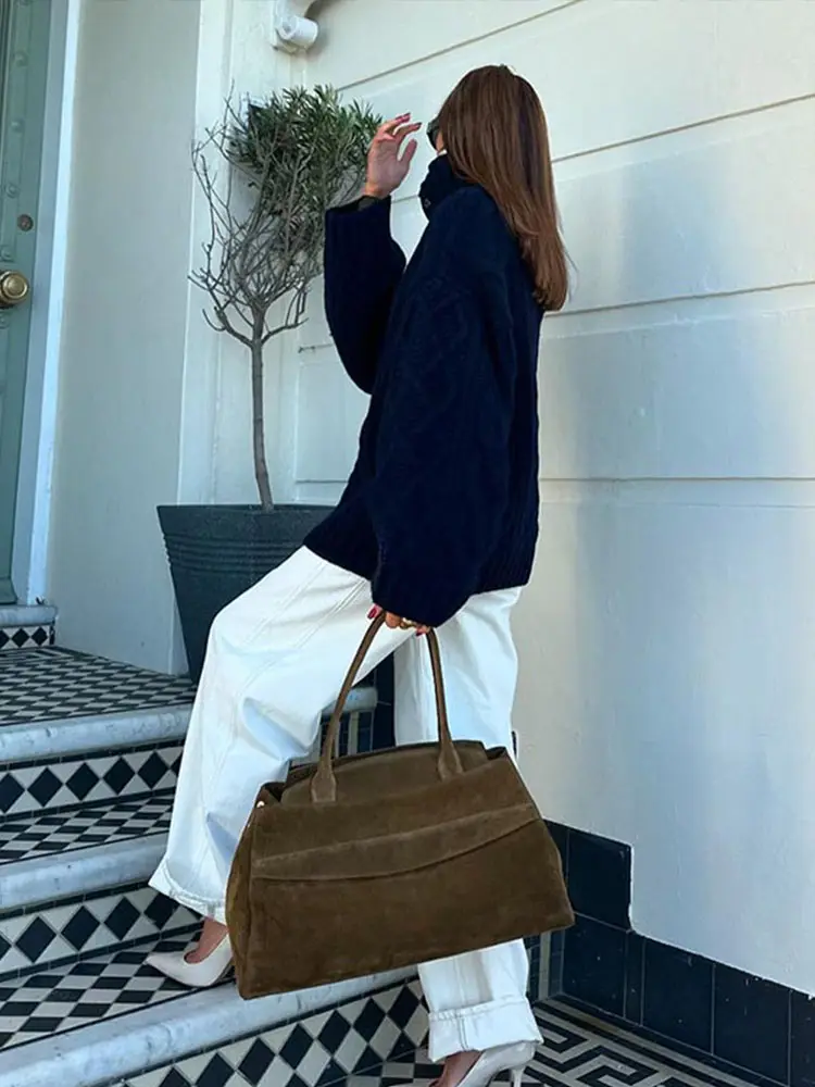 Twist Lapel Hidden Button Knit Cardigan - Image 5