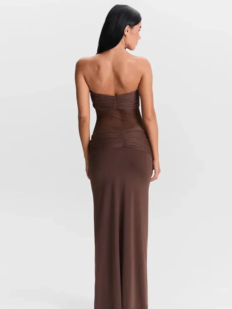 Twist Suspender Mesh Splice Maxi Dress - Image 3