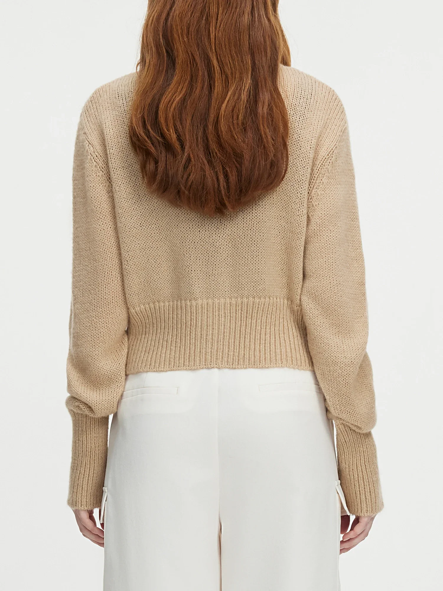 V-neck Long Sleeve Knit Coat Cardigan - Image 4