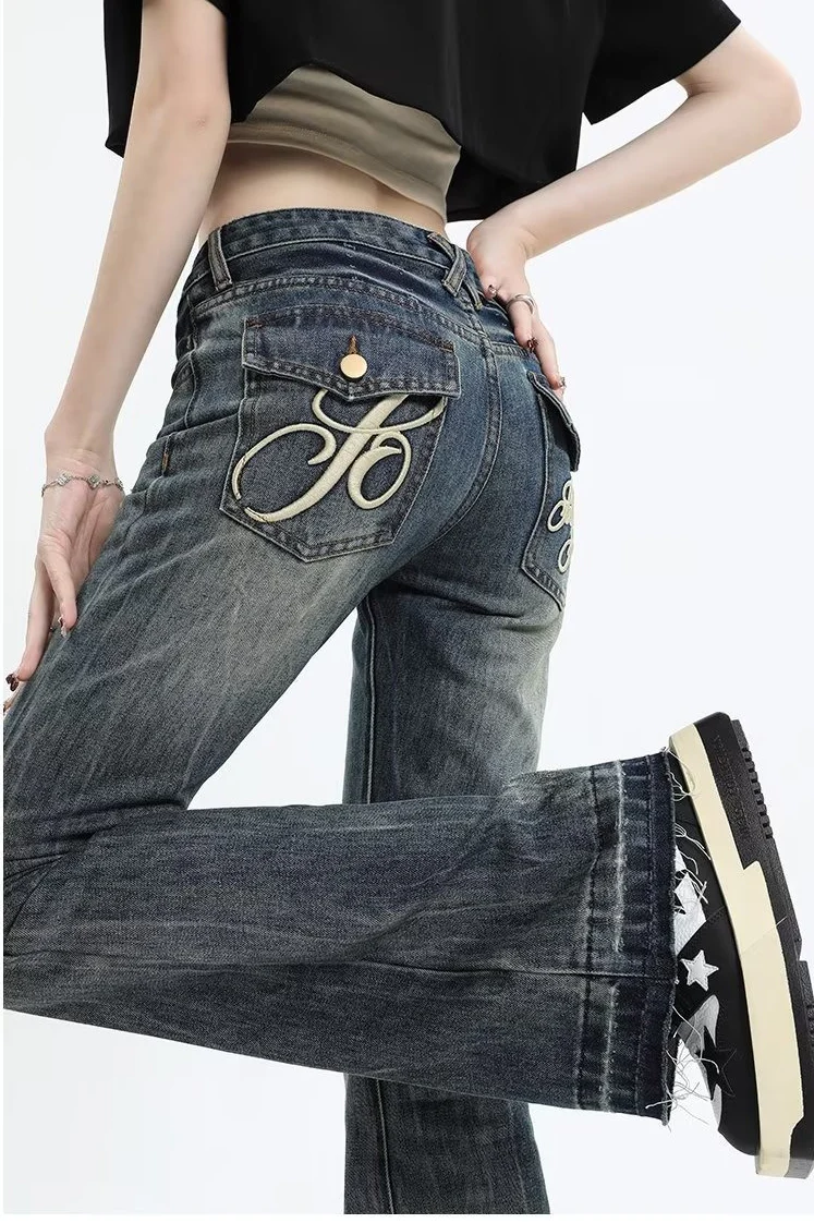 Vintage Distressed Low-Rise Bootcut Slim Jeans - Image 2