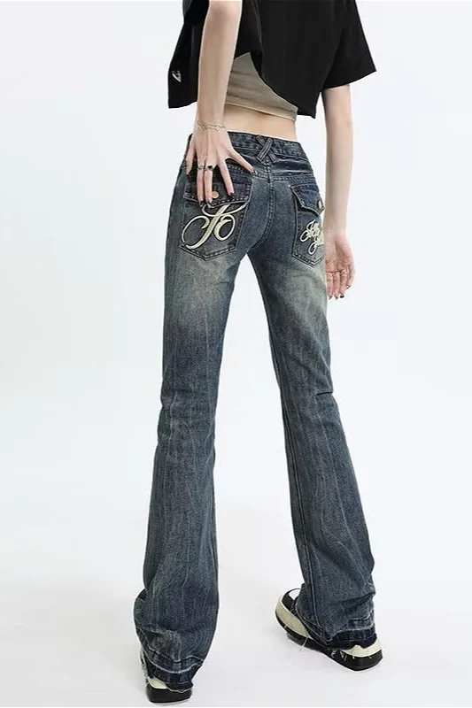 Vintage Distressed Low-Rise Bootcut Slim Jeans - Image 5