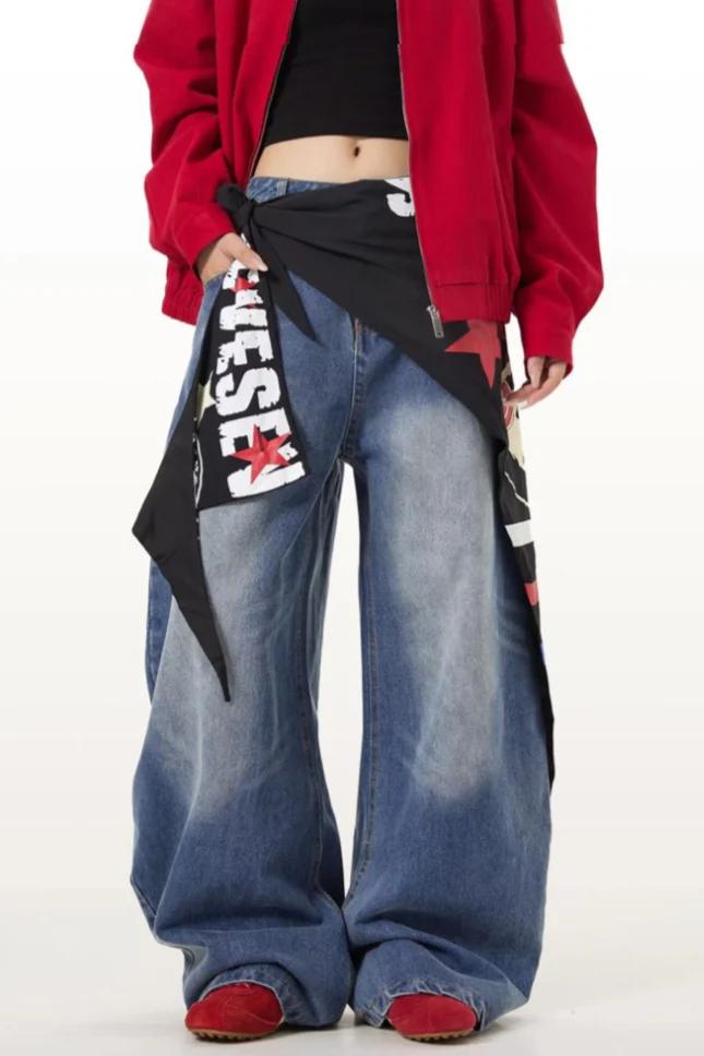 Vintage Lightweight Cargo High Waist Flare Jeans - Image 2