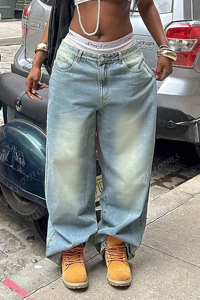 Vintage Washed Wide Straight  Jeans - Image 2