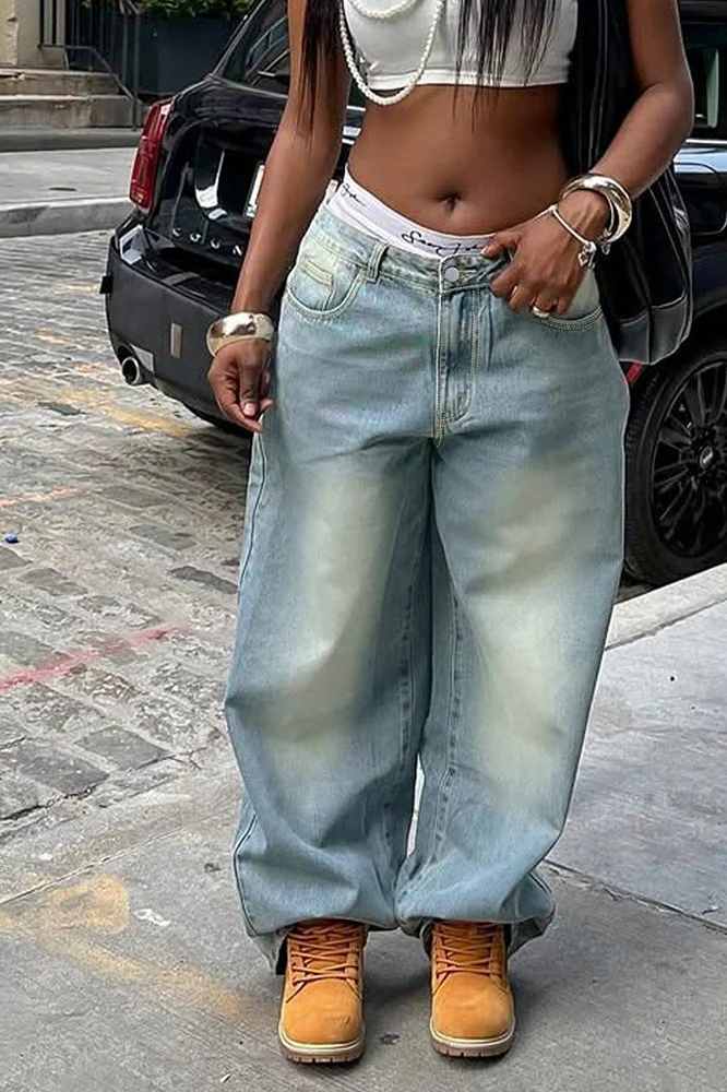 Vintage Washed Wide Straight  Jeans - Image 3