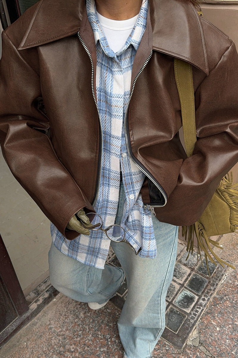 Vintage Wine Red Leather Biker Jacket - Image 9