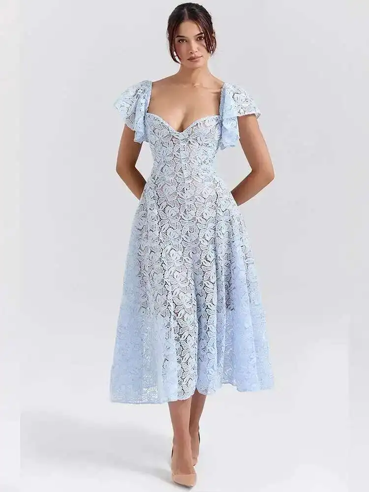 Waist Wrap Strapless A-Line Midi Dress - Image 2