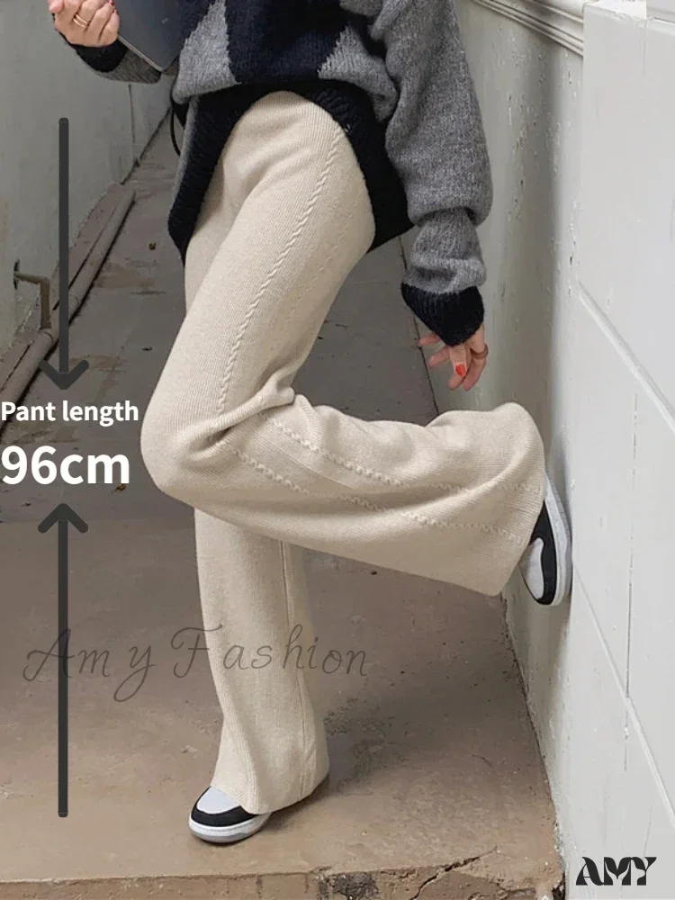 Warm Loose Knitted Wide Leg Soft Comfortable Pants - Image 10