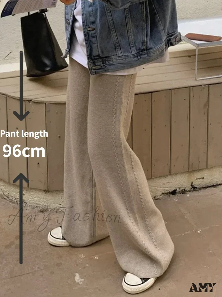 Warm Loose Knitted Wide Leg Soft Comfortable Pants - Image 11