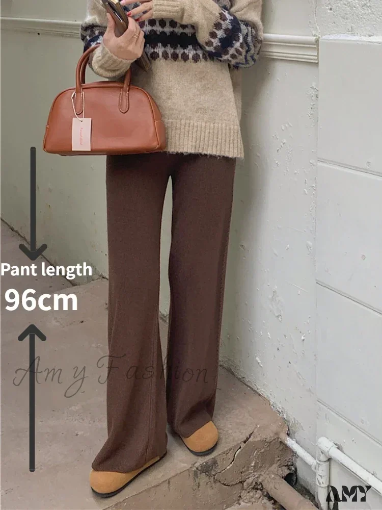 Warm Loose Knitted Wide Leg Soft Comfortable Pants - Image 12