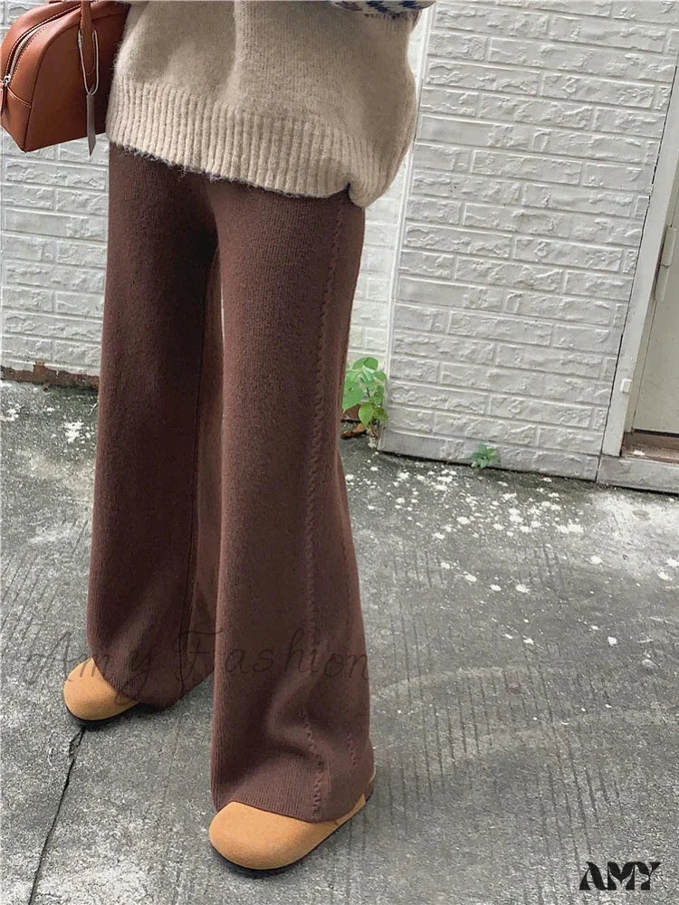 Warm Loose Knitted Wide Leg Soft Comfortable Pants - Image 3