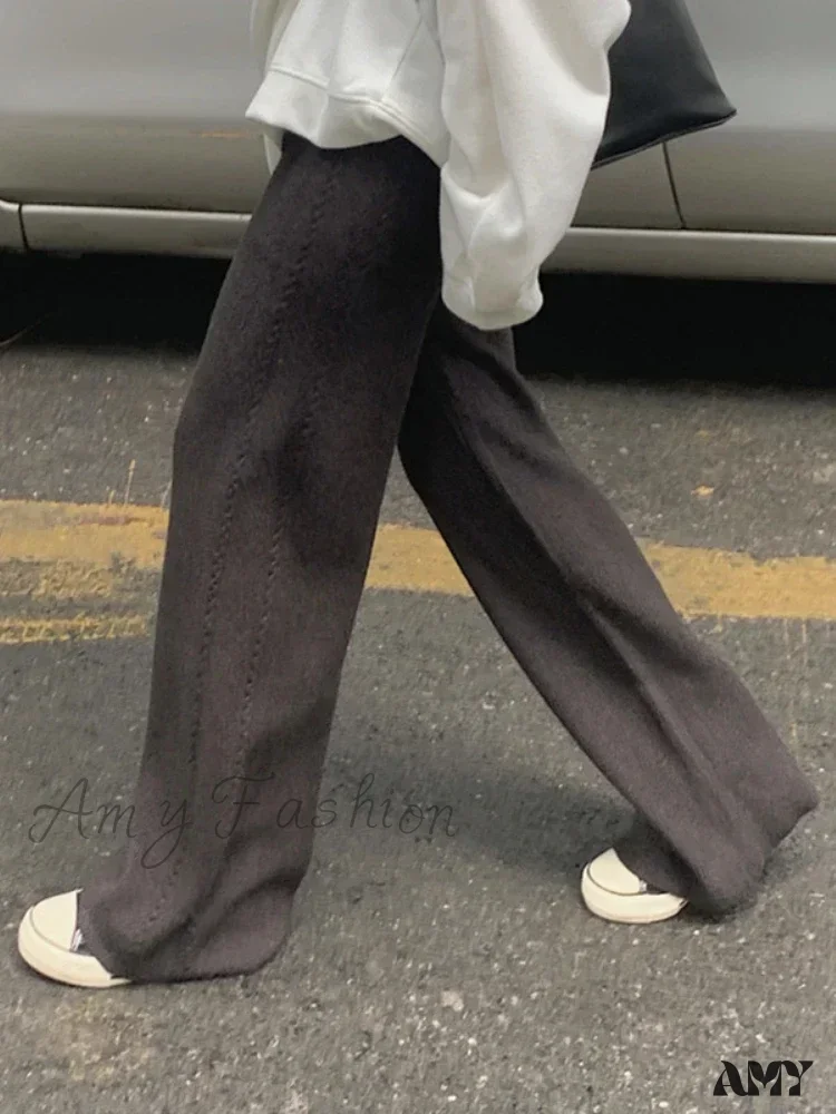 Warm Loose Knitted Wide Leg Soft Comfortable Pants - Image 4