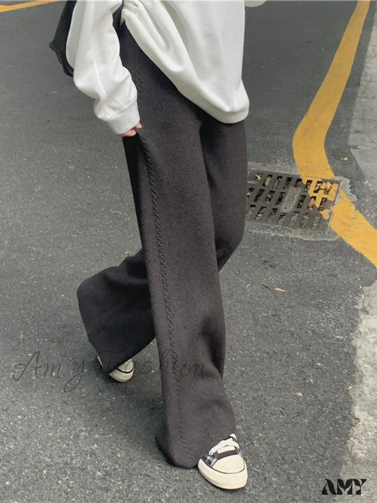 Warm Loose Knitted Wide Leg Soft Comfortable Pants - Image 6